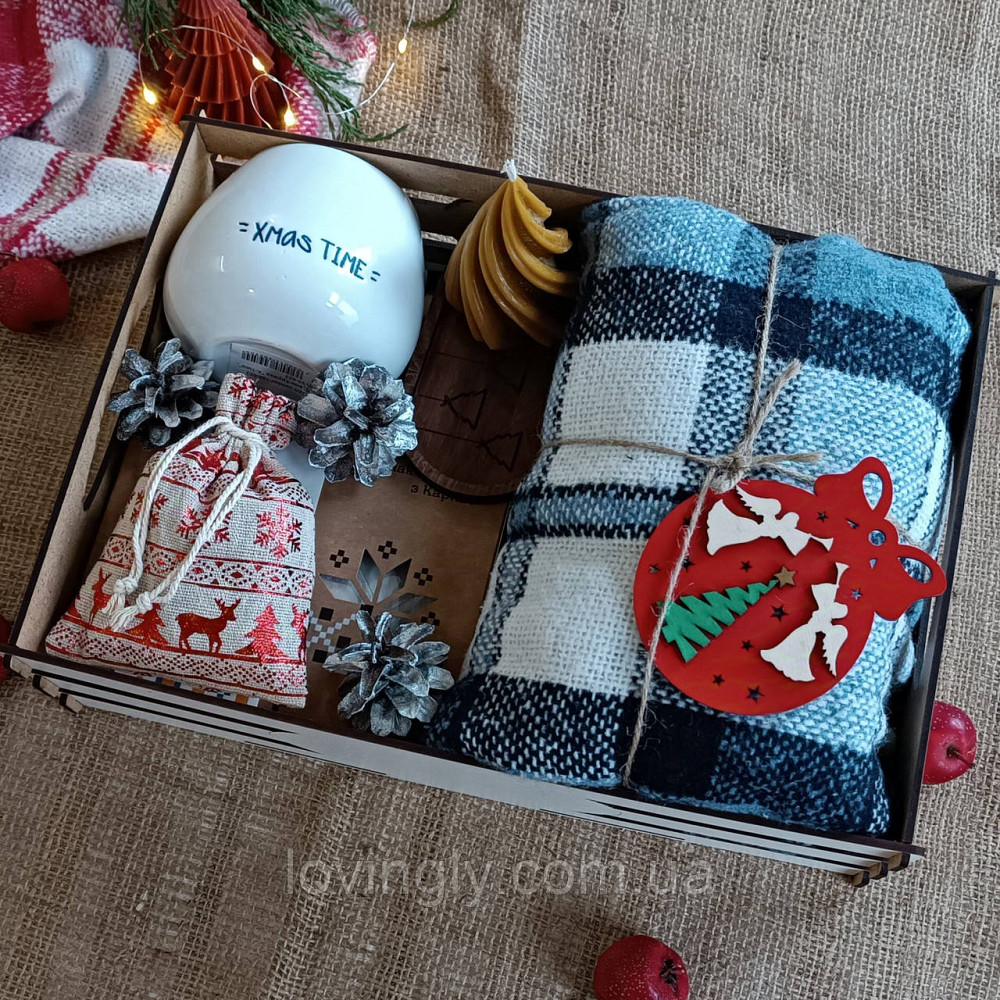 Святковий подарунковий набір на Новий Рік або Різдво з пледом і чашкою Ірпінь - фото 2