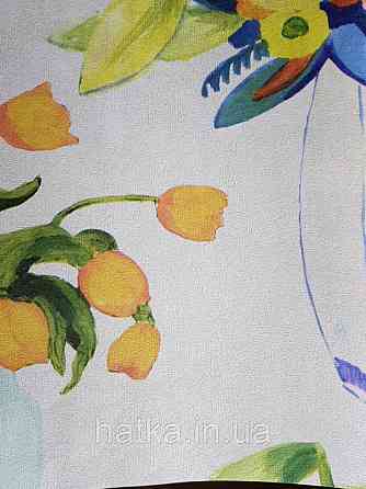 Шпалери вінілові Decoprint Breeze квіти у вазі жовті червоні сині на молочному акварель 0.53х10 м Київ