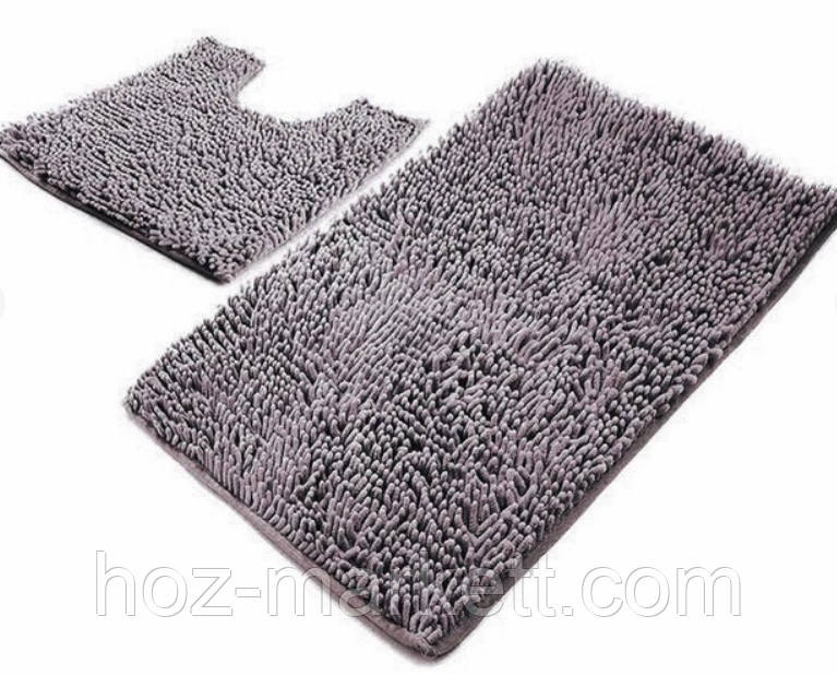 Набор ковриков коврики для ванной и туалета серый 80 х 50 см и 50 х 40 см Харьков - изображение 1