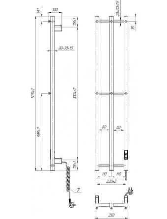 Электрический полотенцесушитель Mario e-INOX Стелла 1170х250 TR 2.0 K Киев