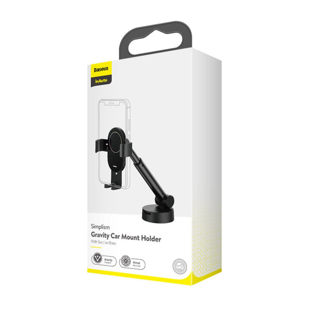 Автотримач для телефона Baseus Simplism gravity car mount holder with suction base Black Ковель - фото 2