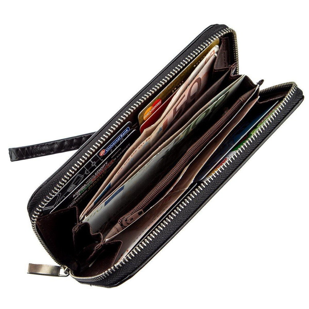 Гаманець жіночий на одну блискавку з екокожі гладкий KIVI 19040 Чорний Київ - фото 3