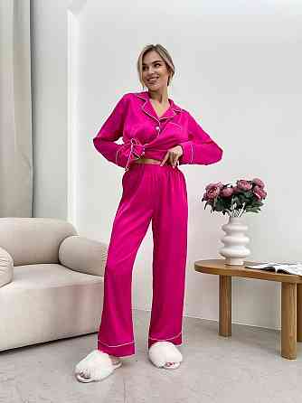 Женская стильная пижама двойка: рубашка и брюки из шелка Армани. Малина, 42/44 Одесса