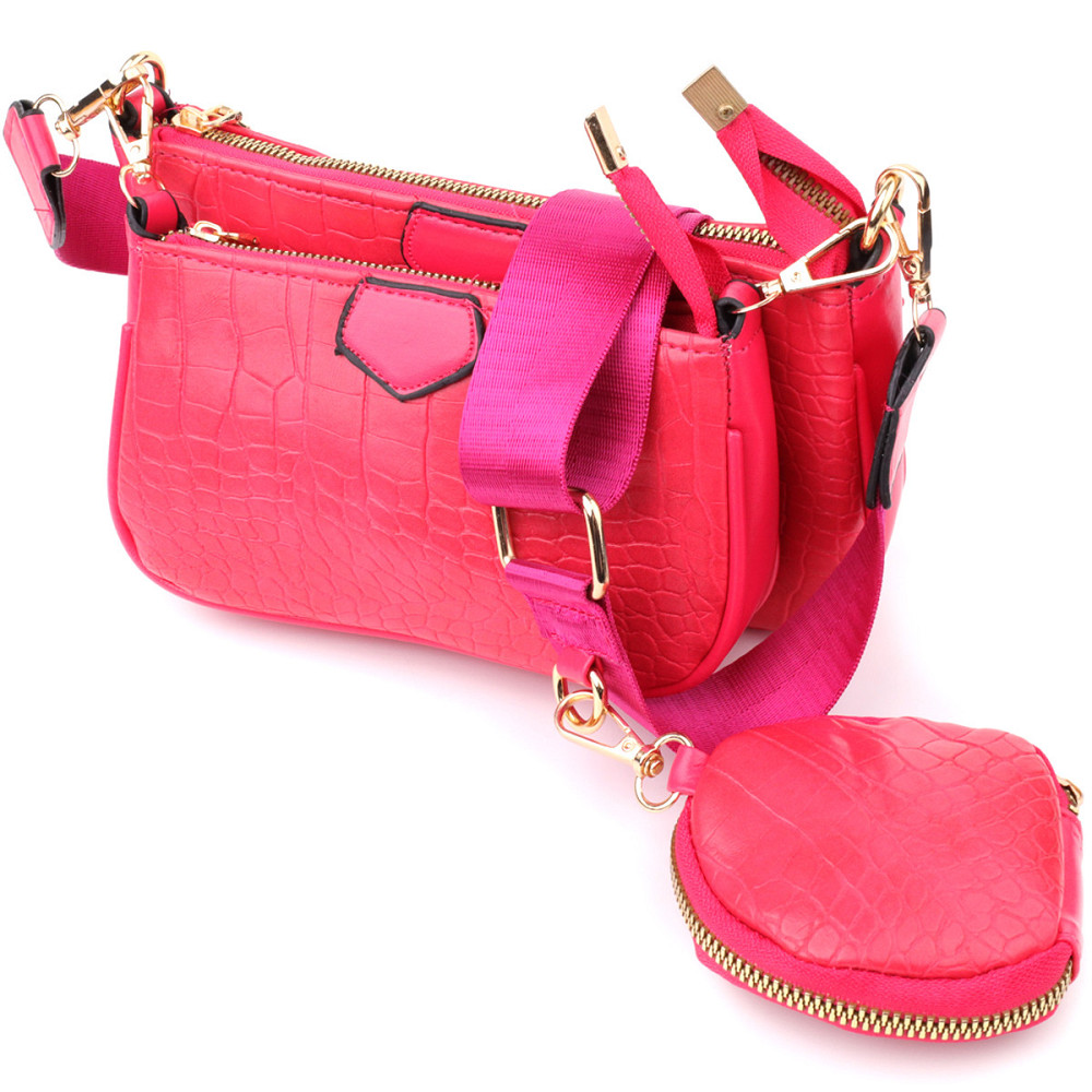 Жіночий зручний подвійний клатч із екошкіри Vintage sale_15136 Рожевий Київ - фото 1