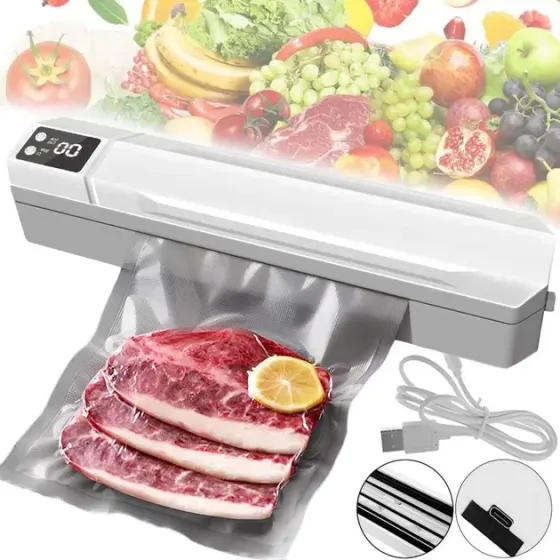 Вакуумный упаковщик пакетов Vacuum Sealer / Автоматический бытовой вакууматор с пакетами, вакуумайзер для упаковки и хранения пищи Коломыя