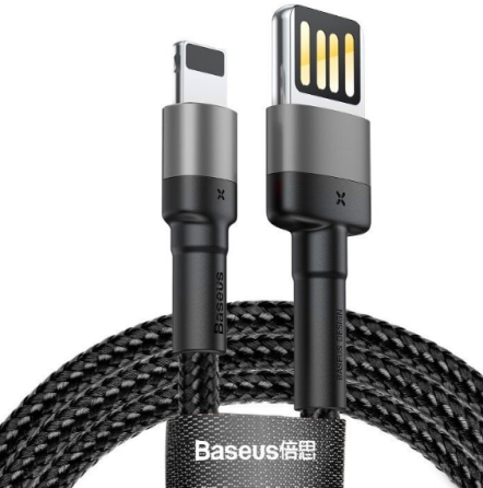 Кабель USB Lightning BASEUS CALKLF-GG1 Cafule 2,4A 1м сірий/чорний Житомир