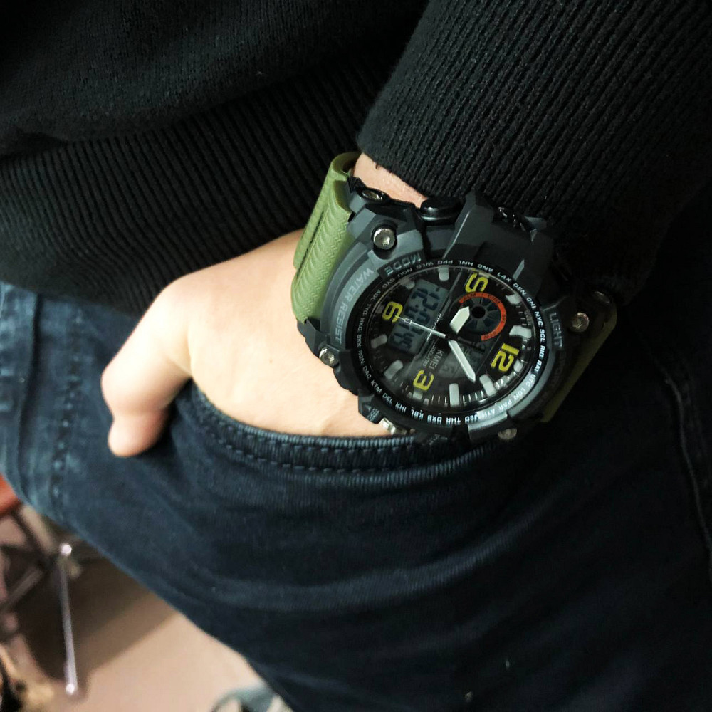Годинник чоловічий спортивний з крокоміром SKMEI 1283AG ARMY GREEN, Армійський годинник мілітарі WA-39 Львів - фото 15