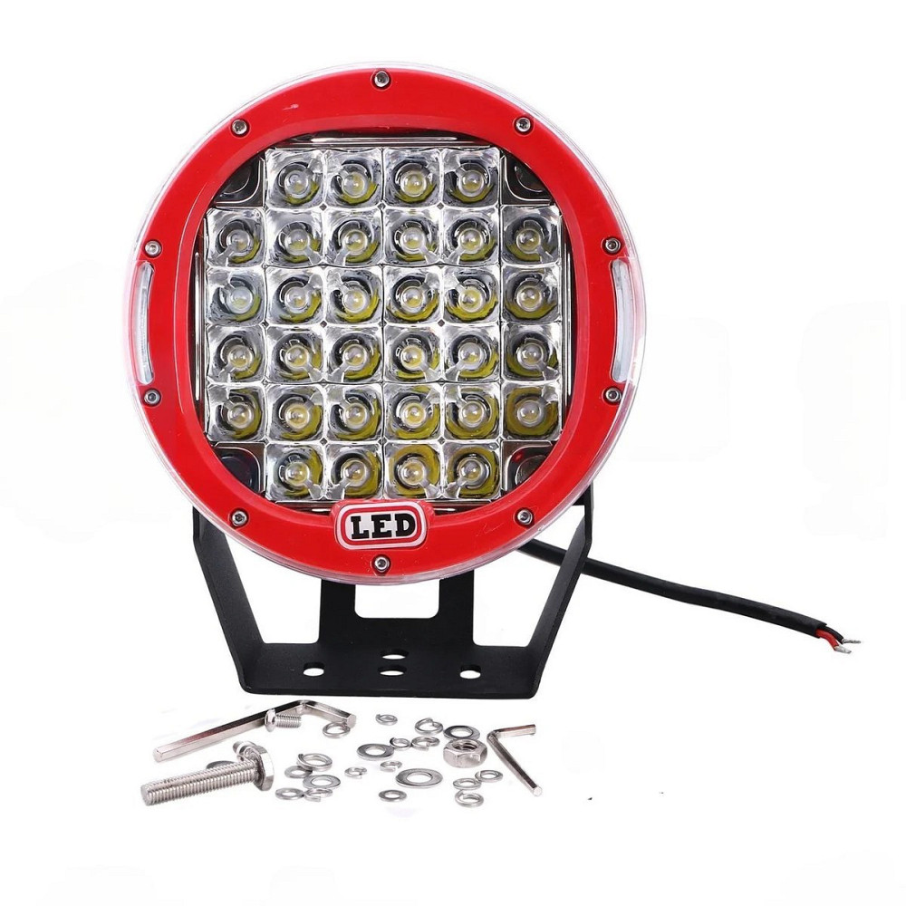 Світлодіодна фара StarLight HP-GZD-088-Red кругла, дальнє точкове біле світло 45W 4500Lm 6000K 12/24V (∅220мм) Харків - фото 1