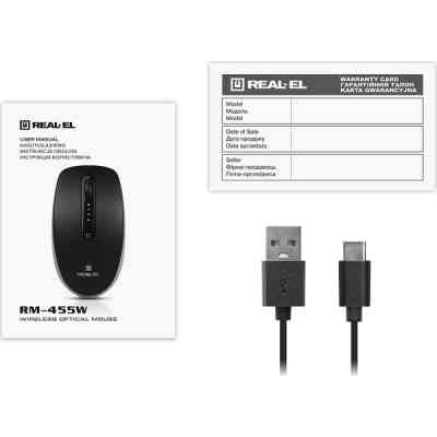 Мишка REAL-EL RM-455W Wireless/Bluetooth Black/Gray (EL123200047) Вінниця