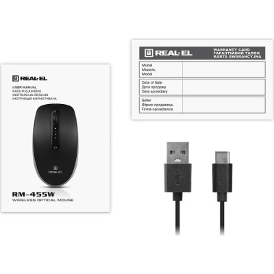 Мышка REAL-EL RM-455W Wireless/Bluetooth Black/Gray (EL123200047) Винница - изображение 6