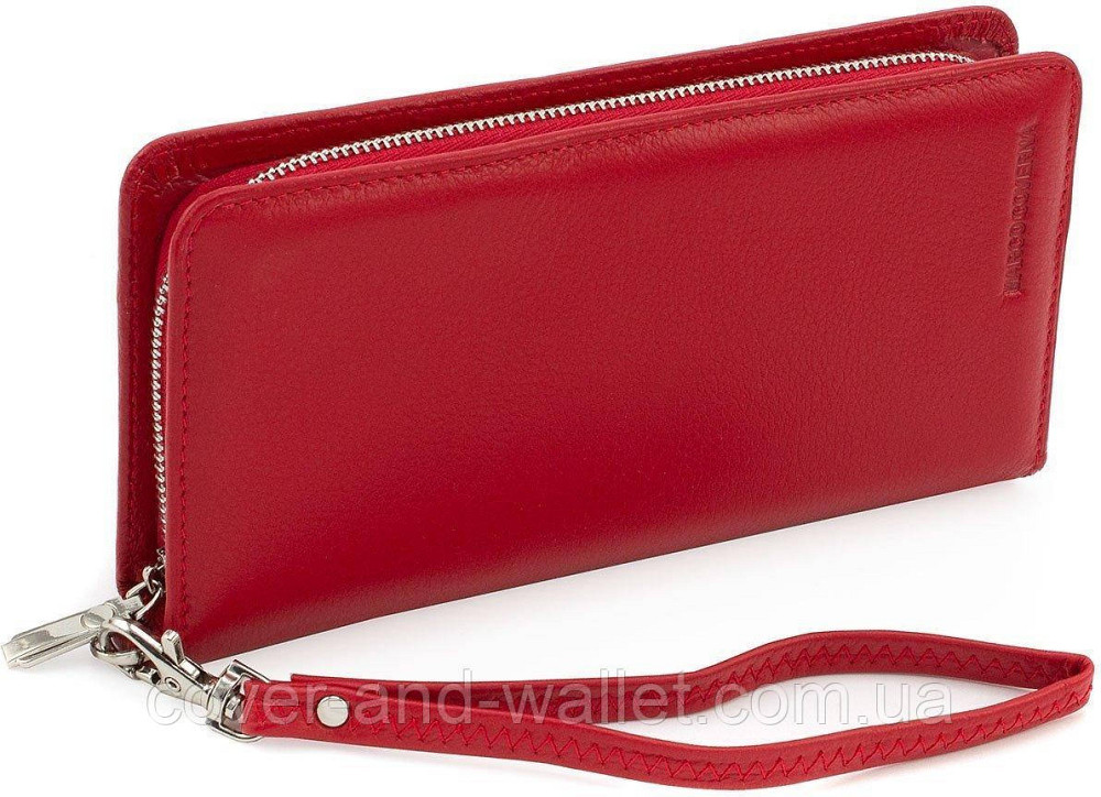 Красный кожаный кошелек клатч с ремешком для руки Marco Coverna MC 6056 Киев - изображение 1