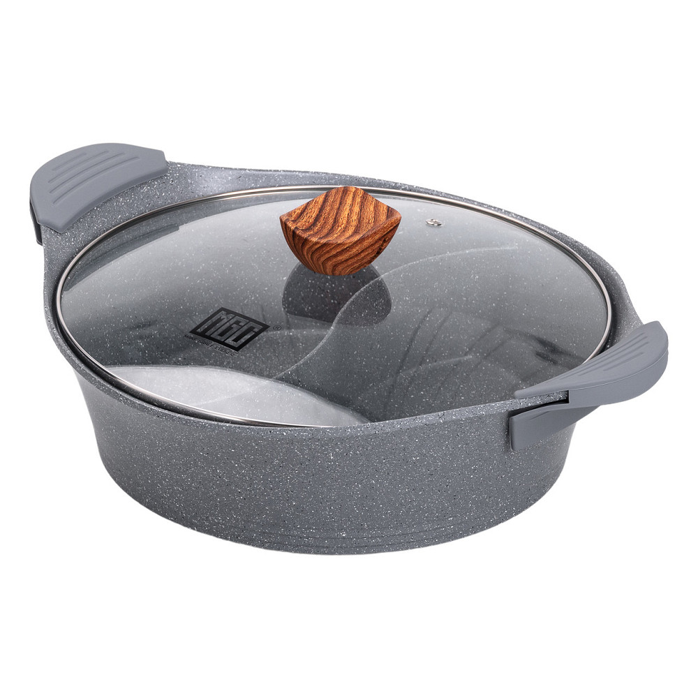 Алюмінієва каструля Ø 30 см Мармур з антипригарним покриттям сірий MGC HP-4-413G Коломия - фото 2