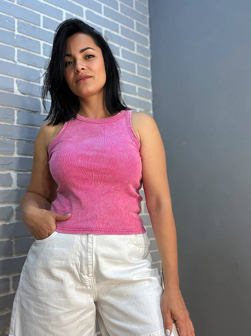 Майка жіноча YI FANG 501-2733 варена рубчик порізані шви one size, рожевий, one size Київ - фото 9