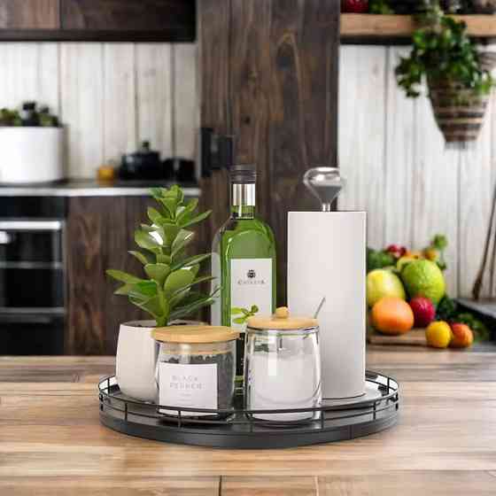 Поднос-столик для кухонных или ванных пренадлежностей, деревяный,10- дюймов, черный Каменец-Подольский