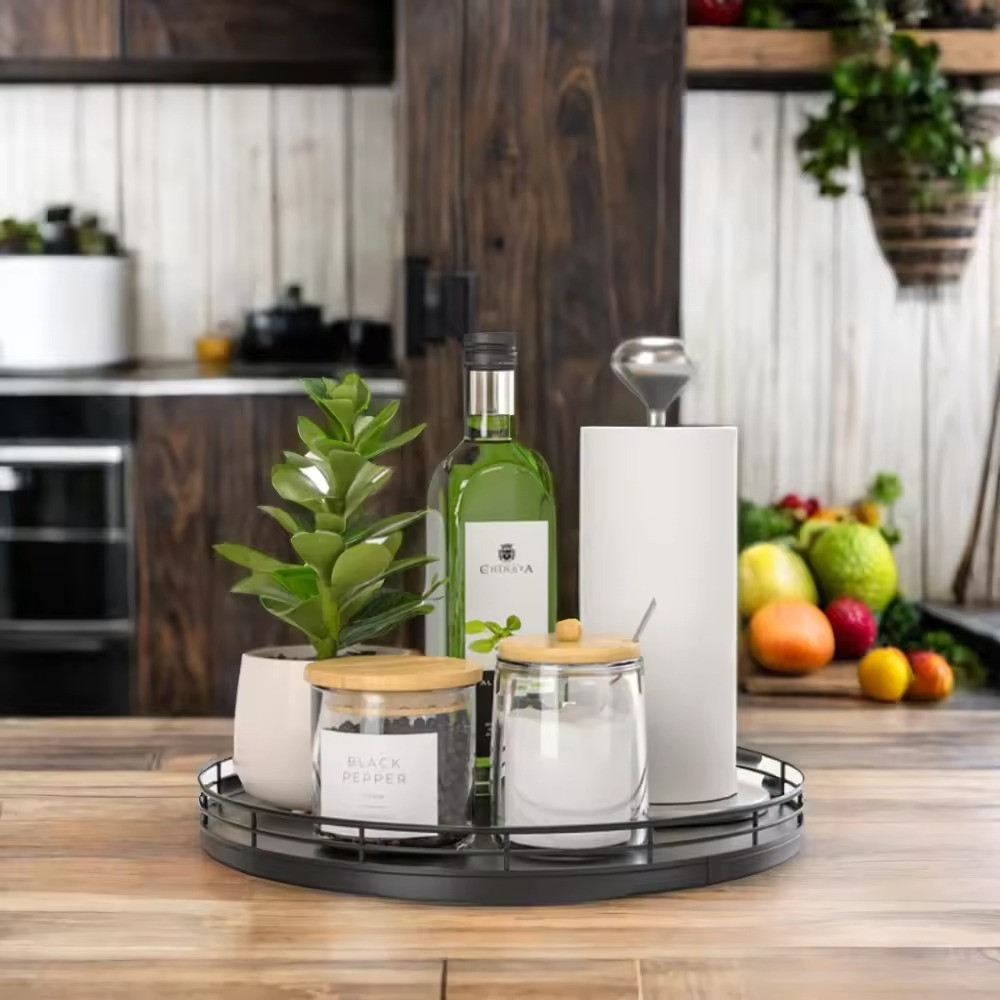 Піднос-столик для кухонного або ванного приладдя, дерев'яний, 10 дюймів, чорний Кам'янець-Подільський - фото 3