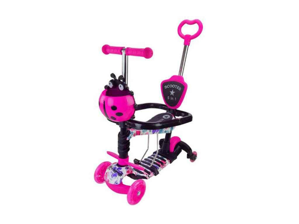 Самокат розовый детский 3-х колес PU 3в1 арт.SC2502 ТМ 7TOYS Киев - изображение 1
