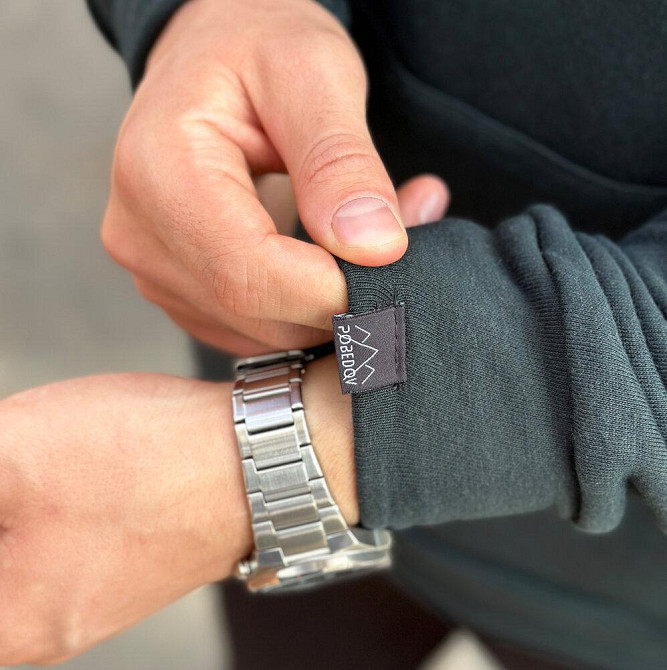 Осіннє чоловіче худі з капюшоном Pobedov 001 (трьохнитка) темно-зелене Київ - фото 5