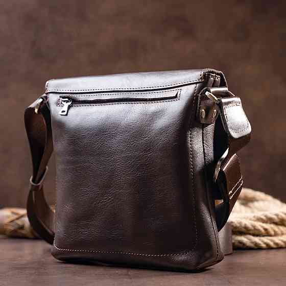 Сумка месенджер в гладкій шкірі GRANDE PELLE 11334 Шоколадна Київ