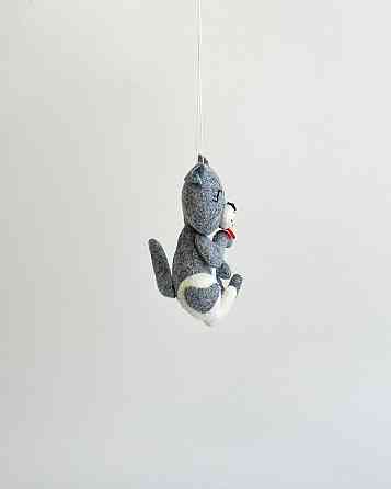 М’яка фетрова іграшка сірий кіт ручної роботи – безпечна розвиваюча іграшка Київ