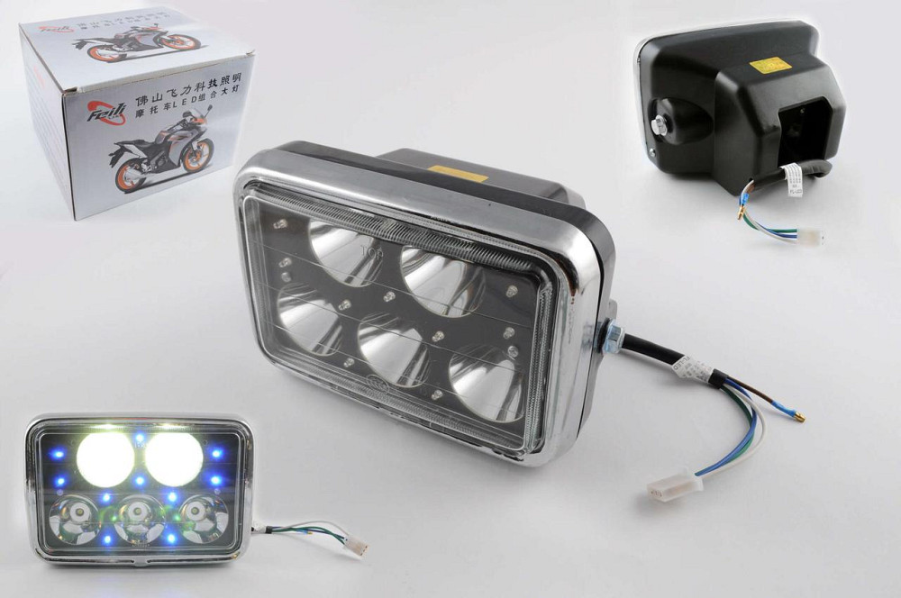 Фара светодиодная прямоугольная (крепеж 165mm, голубая подсветка, пластик) Мукачево - изображение 1