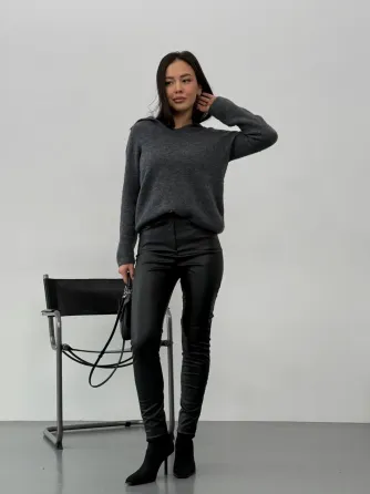 Стильные утеплённые флисовые кожаные брюки с карманами Харьков