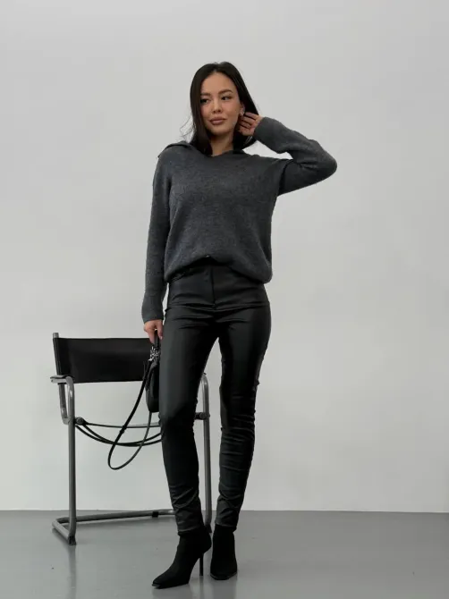 Стильные утеплённые флисовые кожаные брюки с карманами Харьков - изображение 6