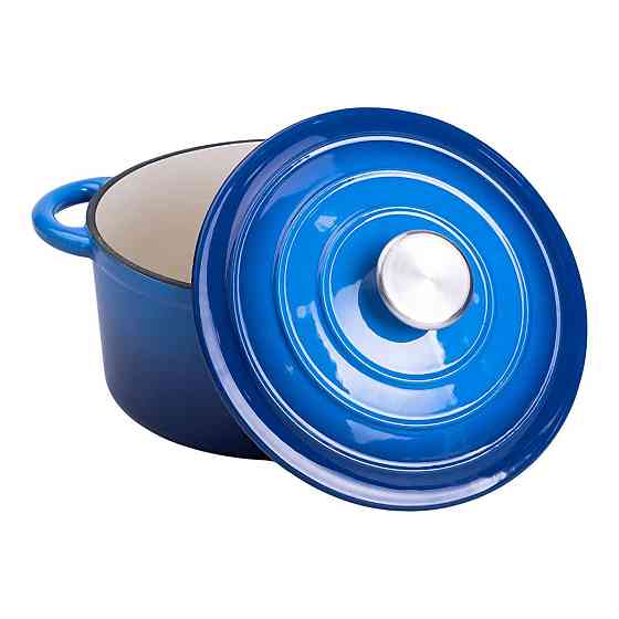 Набір чавунного посуду для приготування 3 каструлі та сковорода з емальованим покриттям Синій HP-1-8 Київ
