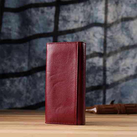 Елегантний гаманець у два складення з натуральної шкіри ST Leather 23065 Бордовий Київ