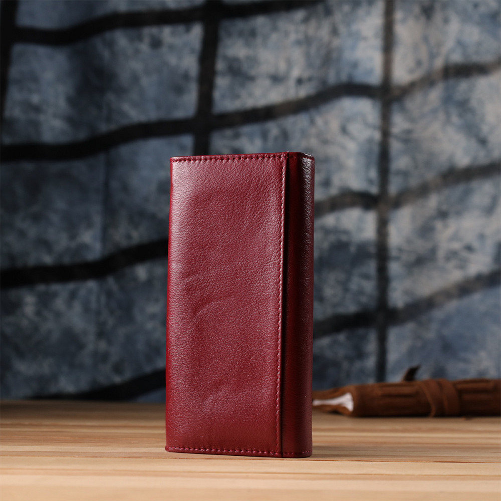 Элегантный кошелек у два сложения из натуральной кожи ST Leather 23065 Бордовый Киев - изображение 2