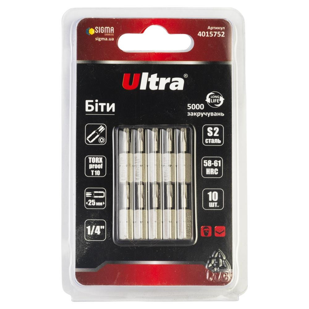 Біти TORX-proof 10×25мм 1⁄4" 10 шт S2 (блістер) ULTRA (4015752) Київ - фото 1