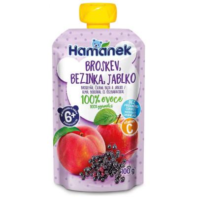 Дитяче пюре Hamanek блуко з персиком і бузиною 100 г (8595139797218) Вінниця - фото 1