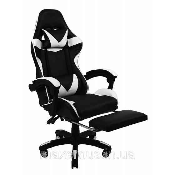 Геймерское кресло раскладное B 810 с подставкой для ног игровое кресло с подголовником для геймеров белое Мостиска