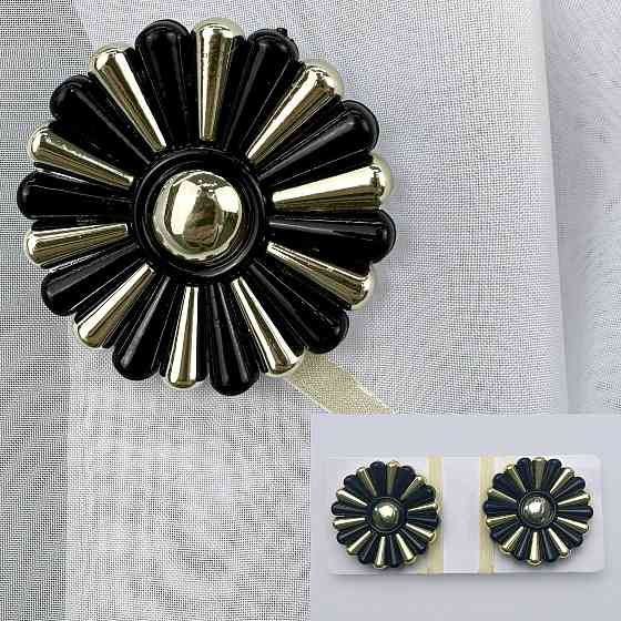 Магніти для штор і гардин Хризантема набір 2 шт Чорний з золотистим (81-305) Київ