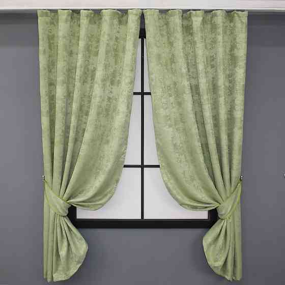 Комплект коротких штор VR-Textil Жакард Sultan YL № 1367ш Світло-оливковий 130х170 см 2 шт (35-0082) Київ