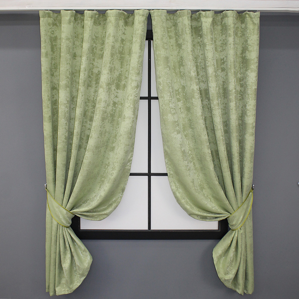 Комплект коротких штор VR-Textil Жаккард Sultan YL № 1367ш Светло-оливковый 130х170 см 2 шт (35-0082) Киев - изображение 1