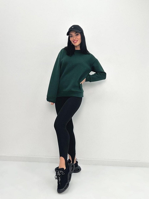 Жіночий теплий батник "Wear" Турція оптом | Норма і батал Темно-зелений, 50-52 Київ - фото 3