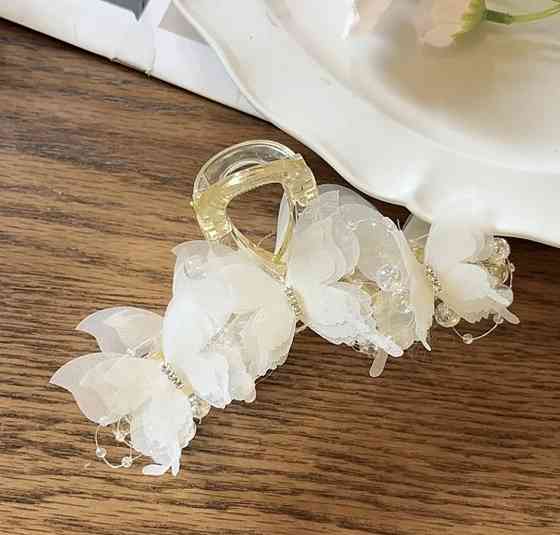 Заколка-крабік "Метелики" Білий Сміла