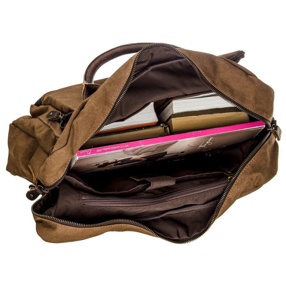 Текстильна сумка для ноутбука легка Vintage 20118 Коричнева Київ - фото 7