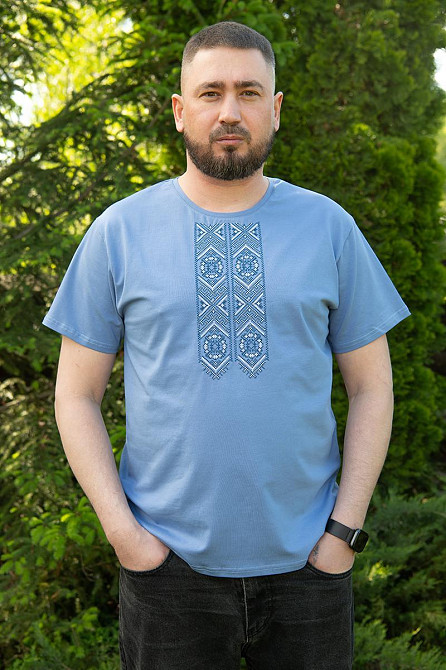 Вышиванка  мужская с коротким рукавом х/б  топ Киев - изображение 4