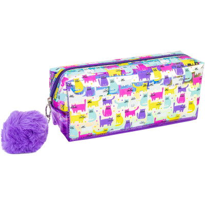 Пенал Cool For School голографічний з помпоном 1 відділення фіолетовий (CF87075) Вінниця - фото 1