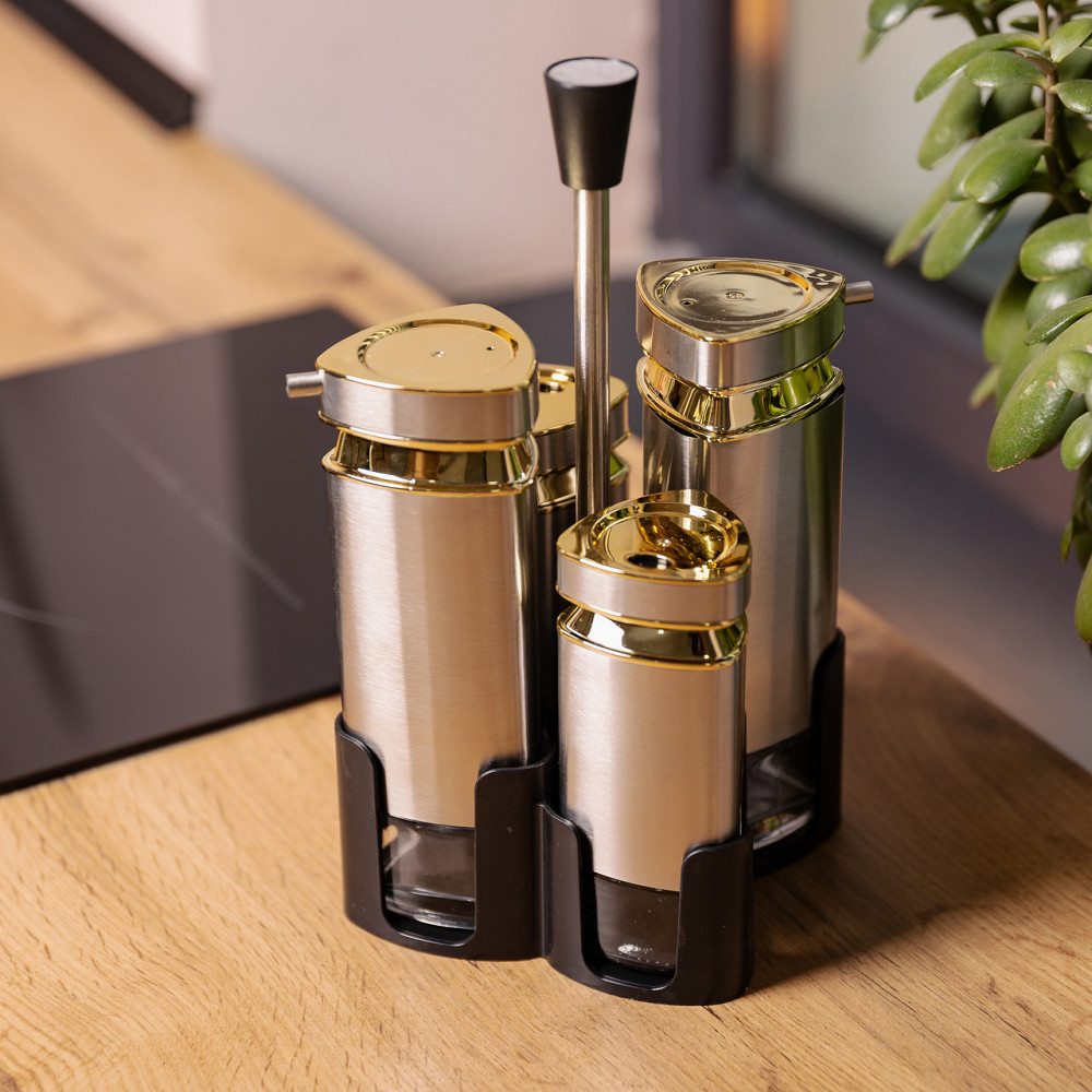 Yiwu Набір для спецій на підставці 4 ємності 10х10х17 см ємності для приправ HP-1325 Київ - фото 7