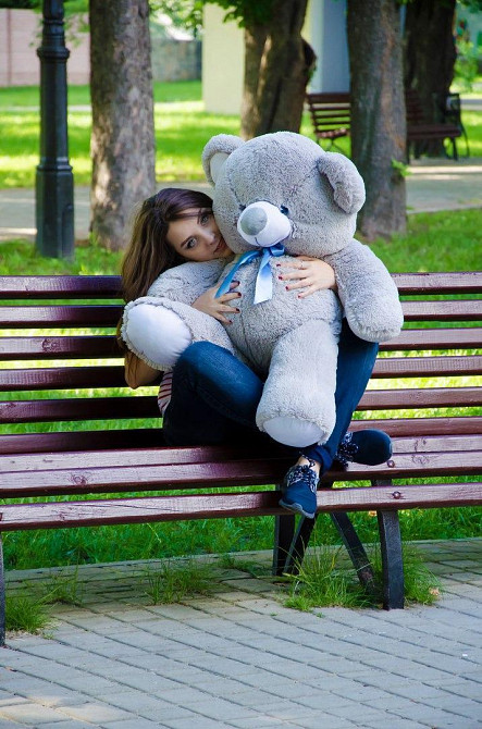 Плюшевий ведмедик М'яка іграшка Томии 100 см Сірий Тернопіль - фото 5