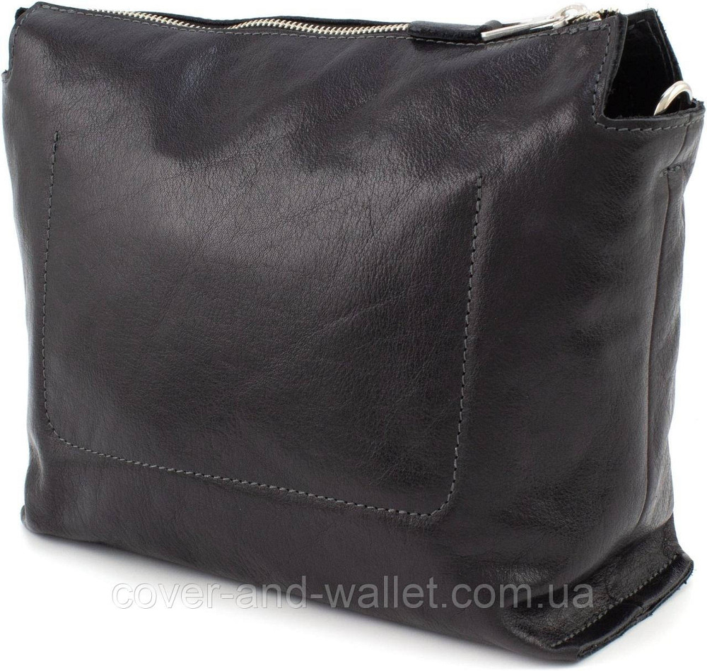 Женская сумка-трапеция из гладкой итальянской кожи черного цвета Grande Pelle 74641 Киев - изображение 3