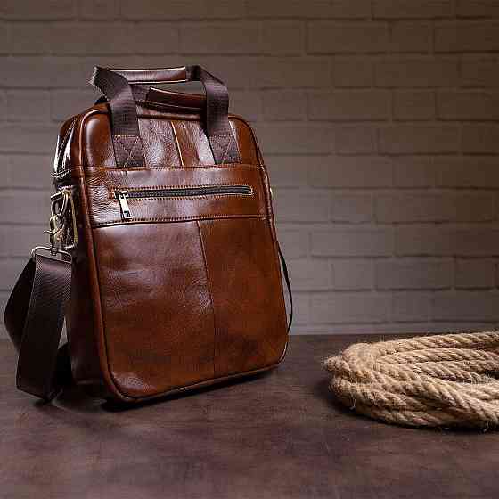 Деловая мужская сумка кожаная Vintage 14789 Коричневая Киев