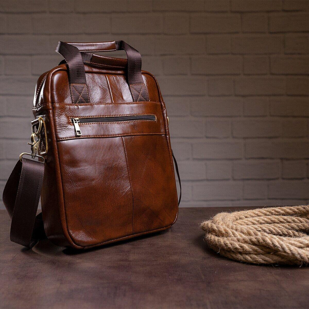 Ділова чоловіча сумка шкіряна Vintage 14789 Коричнева Київ - фото 5