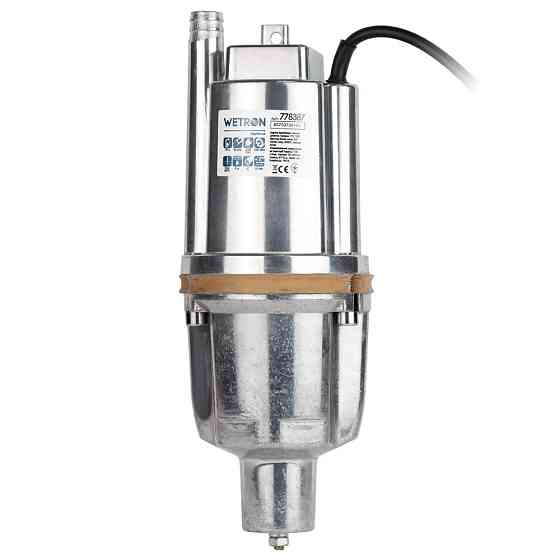 Насос вібраційний 0.25кВт H 75м Q 18л/хв Ø100мм 10м кабелю нижній вхід WETRON WVM60-1 (778387) Рівне