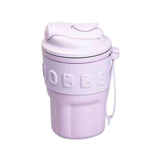 Термочашка Chiobbe з трубочкою та ремінцем 450 мл бузкова HP-14-18V Коломия