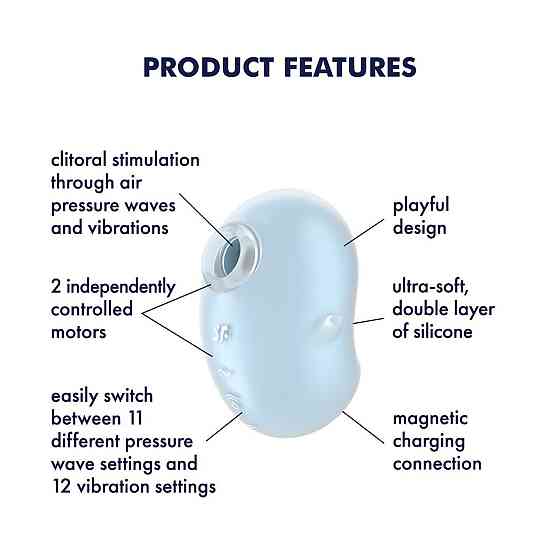 Вакуумный клиторальный стимулятор с вибрацией Satisfyer Cutie Ghost Blue Sex Aura Киев
