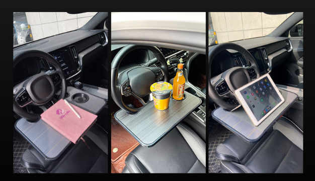 Глянцевый Автомобильный столик УЛУЧШЕННЫЙ на руль универсальный для перекуса, ноутбука Черный с коричневым Кременчуг - изображение 2