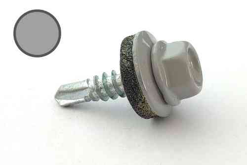 Саморез кровельный 4,8*19 DIN 7504K RAL 9006 по металлу (пач 50шт) (цвет - бело-алюминиевый) APRO Ровно